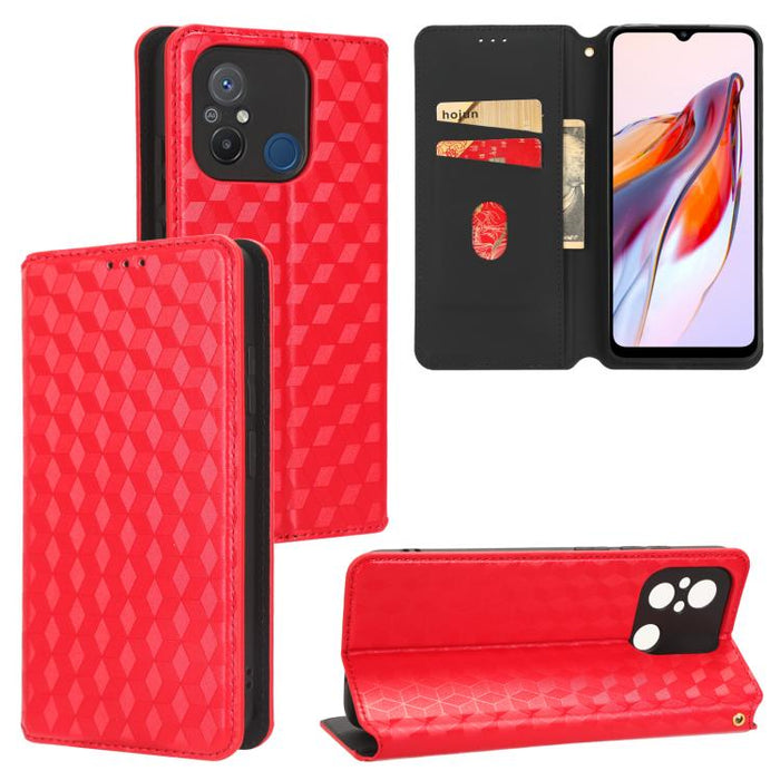 Funda de cuero plegable con textura de cuadrícula cúbica para teléfono, For Redmi Note 13 Pro 5G, For Redmi K70 / K70 Pro, For Redmi 12 4G, For Redmi Note 12S 4G Global, For Redmi Note 12 4G Global, For Redmi Note 12 Turbo 5G                           ...