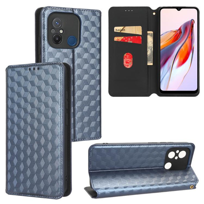 Funda de cuero plegable con textura de cuadrícula cúbica para teléfono, For Redmi Note 13 Pro 5G, For Redmi K70 / K70 Pro, For Redmi 12 4G, For Redmi Note 12S 4G Global, For Redmi Note 12 4G Global, For Redmi Note 12 Turbo 5G                           ...