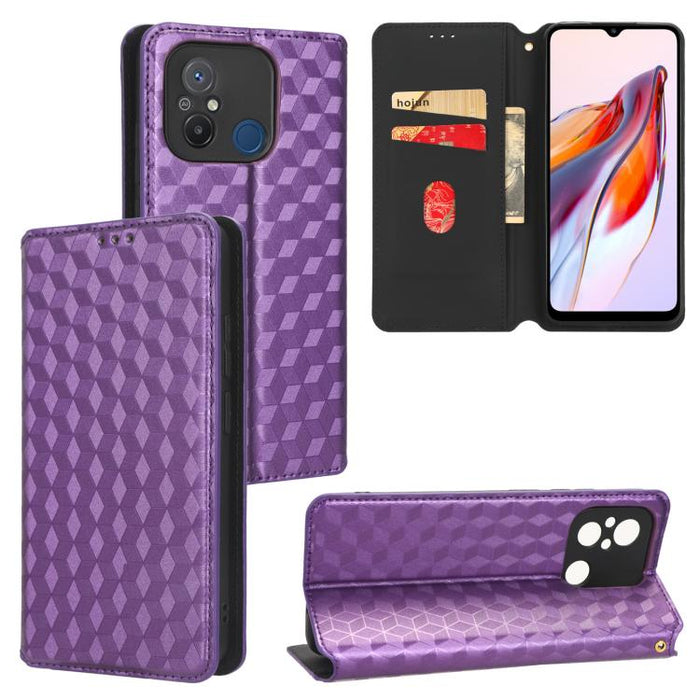Funda de cuero plegable con textura de cuadrícula cúbica para teléfono, For Redmi Note 13 Pro 5G, For Redmi K70 / K70 Pro, For Redmi 12 4G, For Redmi Note 12S 4G Global, For Redmi Note 12 4G Global, For Redmi Note 12 Turbo 5G                           ...
