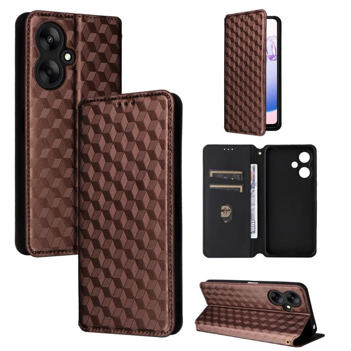 Funda de cuero plegable con textura de cuadrícula cúbica para teléfono, For Redmi Note 13 Pro 5G, For Redmi K70 / K70 Pro, For Redmi 12 4G, For Redmi Note 12S 4G Global, For Redmi Note 12 4G Global, For Redmi Note 12 Turbo 5G                           ...