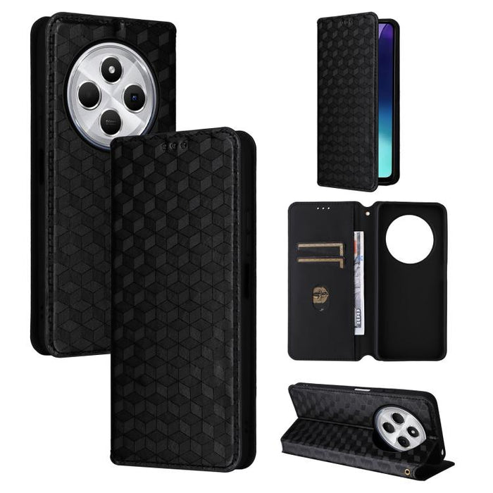 Funda de cuero plegable con textura de cuadrícula cúbica para teléfono, For Redmi A7 Pro 171mm / Poco C85x 5G, For Redmi 15a 5G, For Redmi Turbo 5 Max / Poco X8 Pro Max, For Redmi Turbo 5 5G / Poco X8 Pro 5G                                             ...