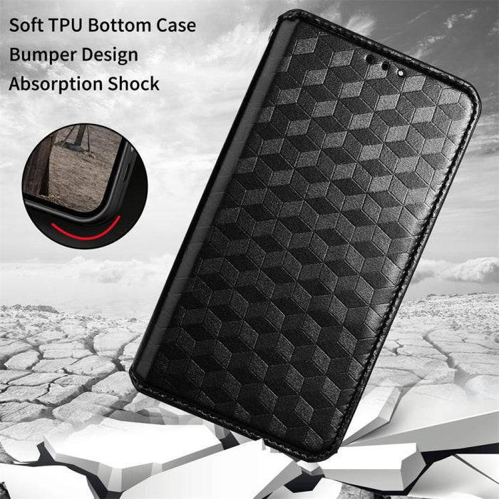 Funda de cuero plegable con textura de cuadrícula cúbica para teléfono, For Redmi A7 Pro 171mm / Poco C85x 5G, For Redmi 15a 5G, For Redmi Turbo 5 Max / Poco X8 Pro Max, For Redmi Turbo 5 5G / Poco X8 Pro 5G                                             ...