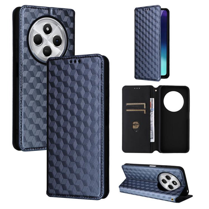 Funda de cuero plegable con textura de cuadrícula cúbica para teléfono, For Redmi A7 Pro 171mm / Poco C85x 5G, For Redmi 15a 5G, For Redmi Turbo 5 Max / Poco X8 Pro Max, For Redmi Turbo 5 5G / Poco X8 Pro 5G                                             ...