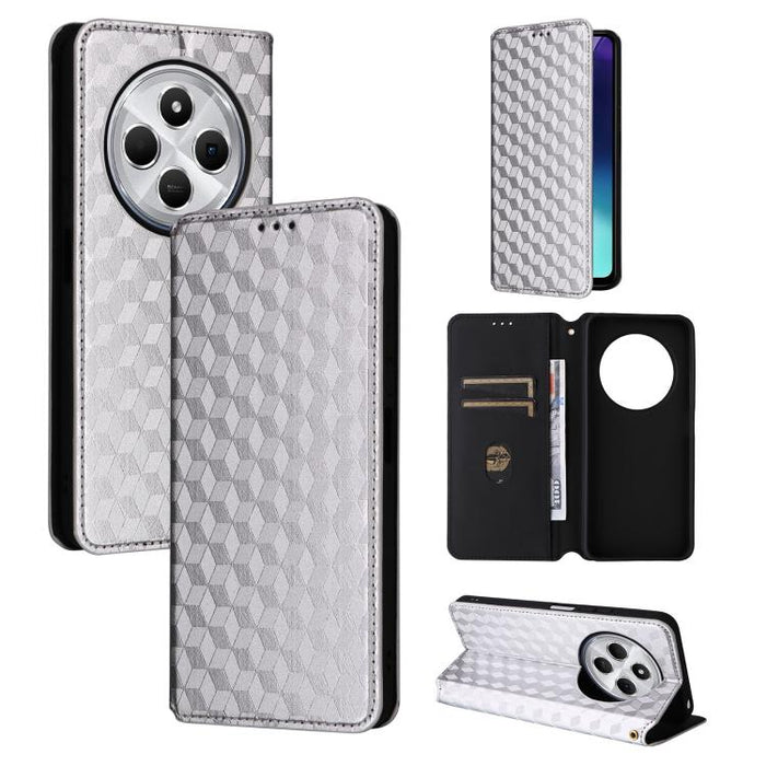 Funda de cuero plegable con textura de cuadrícula cúbica para teléfono, For Redmi A7 Pro 171mm / Poco C85x 5G, For Redmi 15a 5G, For Redmi Turbo 5 Max / Poco X8 Pro Max, For Redmi Turbo 5 5G / Poco X8 Pro 5G                                             ...