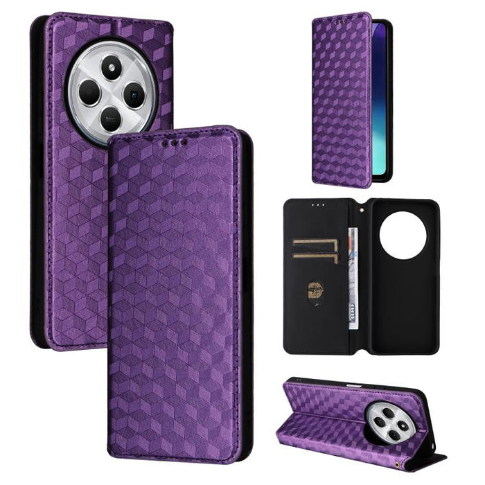 Funda de cuero plegable con textura de cuadrícula cúbica para teléfono, For Redmi A7 Pro 171mm / Poco C85x 5G, For Redmi 15a 5G, For Redmi Turbo 5 Max / Poco X8 Pro Max, For Redmi Turbo 5 5G / Poco X8 Pro 5G                                             ...