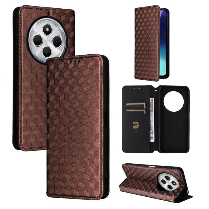 Funda de cuero plegable con textura de cuadrícula cúbica para teléfono, For Redmi A7 Pro 171mm / Poco C85x 5G, For Redmi 15a 5G, For Redmi Turbo 5 Max / Poco X8 Pro Max, For Redmi Turbo 5 5G / Poco X8 Pro 5G                                             ...