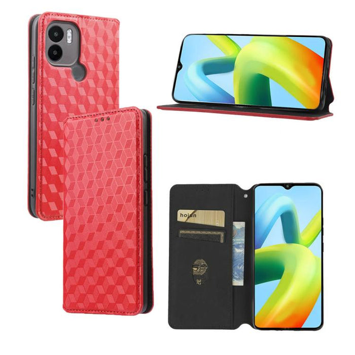 Funda de cuero plegable con textura de cuadrícula cúbica para teléfono, For Redmi Note 8 2021