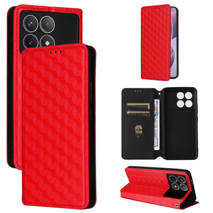 Funda de cuero plegable con textura de cuadrícula cúbica para teléfono, For Redmi Note 13 Pro 5G, For Redmi K70 / K70 Pro, For Redmi 12 4G, For Redmi Note 12S 4G Global, For Redmi Note 12 4G Global, For Redmi Note 12 Turbo 5G                           ...