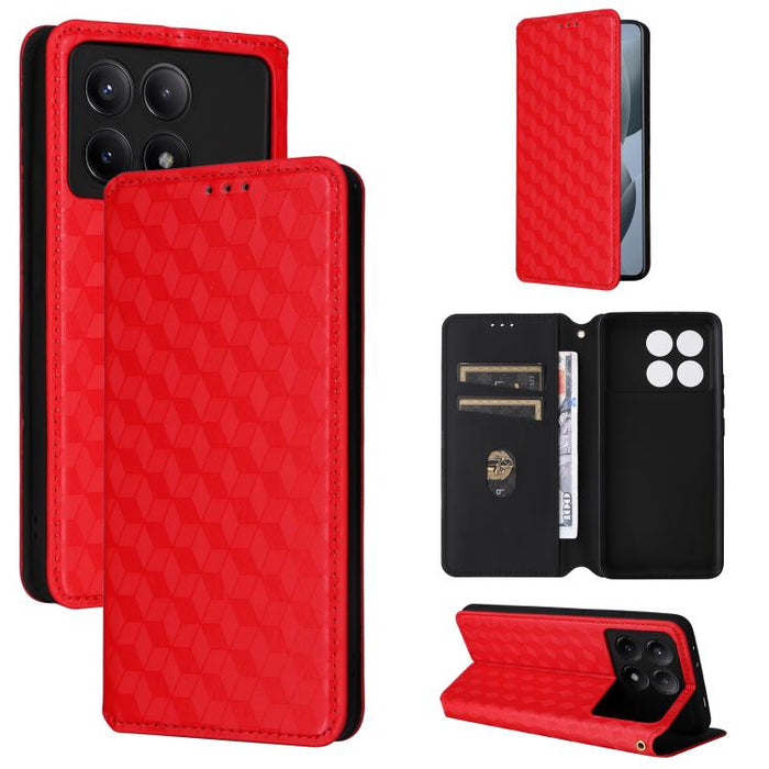 Funda de cuero plegable con textura de cuadrícula cúbica para teléfono, For Redmi Note 13 Pro 5G, For Redmi K70 / K70 Pro, For Redmi 12 4G, For Redmi Note 12S 4G Global, For Redmi Note 12 4G Global, For Redmi Note 12 Turbo 5G                           ...