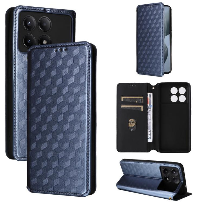 Funda de cuero plegable con textura de cuadrícula cúbica para teléfono, For Redmi Note 13 Pro 5G, For Redmi K70 / K70 Pro, For Redmi 12 4G, For Redmi Note 12S 4G Global, For Redmi Note 12 4G Global, For Redmi Note 12 Turbo 5G                           ...