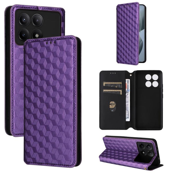 Funda de cuero plegable con textura de cuadrícula cúbica para teléfono, For Redmi Note 13 Pro 5G, For Redmi K70 / K70 Pro, For Redmi 12 4G, For Redmi Note 12S 4G Global, For Redmi Note 12 4G Global, For Redmi Note 12 Turbo 5G                           ...