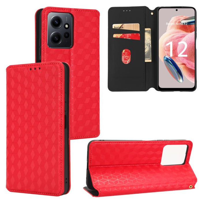 Funda de cuero plegable con textura de cuadrícula cúbica para teléfono, For Redmi Note 13 Pro 5G, For Redmi K70 / K70 Pro, For Redmi 12 4G, For Redmi Note 12S 4G Global, For Redmi Note 12 4G Global, For Redmi Note 12 Turbo 5G                           ...