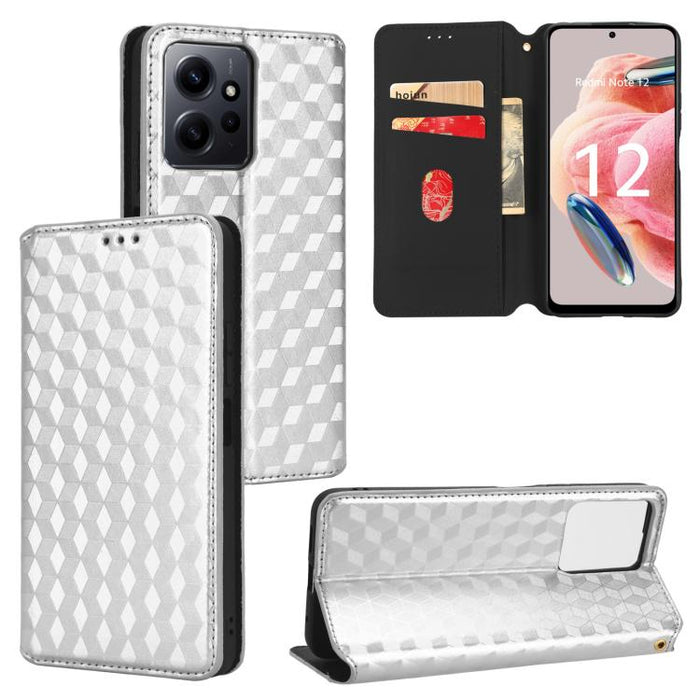 Funda de cuero plegable con textura de cuadrícula cúbica para teléfono, For Redmi Note 13 Pro 5G, For Redmi K70 / K70 Pro, For Redmi 12 4G, For Redmi Note 12S 4G Global, For Redmi Note 12 4G Global, For Redmi Note 12 Turbo 5G                           ...