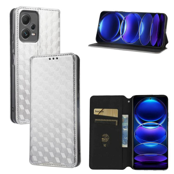 Funda de cuero plegable con textura de cuadrícula cúbica para teléfono, For Redmi Note 13 Pro 5G, For Redmi K70 / K70 Pro, For Redmi 12 4G, For Redmi Note 12S 4G Global, For Redmi Note 12 4G Global, For Redmi Note 12 Turbo 5G                           ...