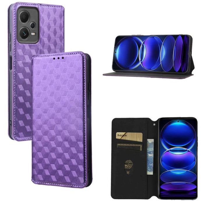 Funda de cuero plegable con textura de cuadrícula cúbica para teléfono, For Redmi Note 13 Pro 5G, For Redmi K70 / K70 Pro, For Redmi 12 4G, For Redmi Note 12S 4G Global, For Redmi Note 12 4G Global, For Redmi Note 12 Turbo 5G                           ...
