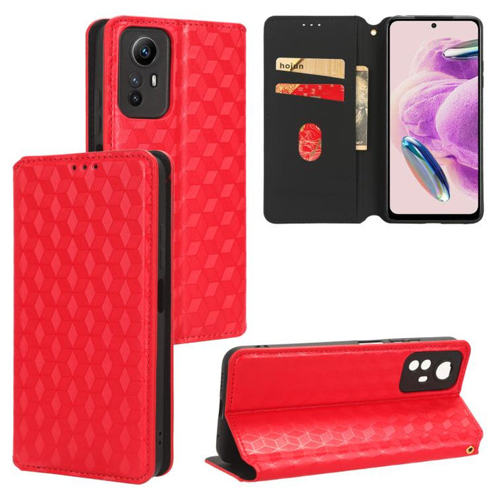 Funda de cuero plegable con textura de cuadrícula cúbica para teléfono, For Redmi Note 13 Pro 5G, For Redmi K70 / K70 Pro, For Redmi 12 4G, For Redmi Note 12S 4G Global, For Redmi Note 12 4G Global, For Redmi Note 12 Turbo 5G                           ...