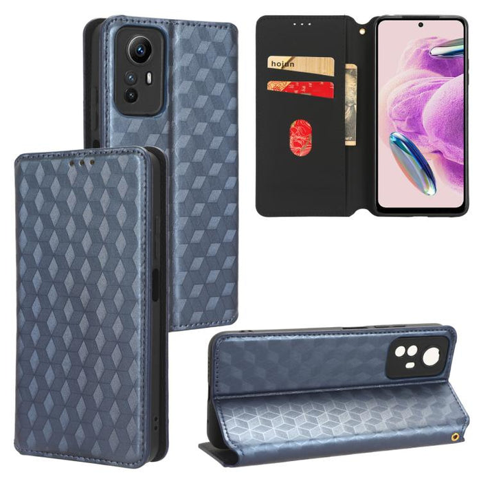 Funda de cuero plegable con textura de cuadrícula cúbica para teléfono, For Redmi Note 13 Pro 5G, For Redmi K70 / K70 Pro, For Redmi 12 4G, For Redmi Note 12S 4G Global, For Redmi Note 12 4G Global, For Redmi Note 12 Turbo 5G                           ...