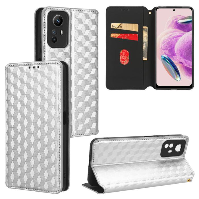 Funda de cuero plegable con textura de cuadrícula cúbica para teléfono, For Redmi Note 13 Pro 5G, For Redmi K70 / K70 Pro, For Redmi 12 4G, For Redmi Note 12S 4G Global, For Redmi Note 12 4G Global, For Redmi Note 12 Turbo 5G                           ...