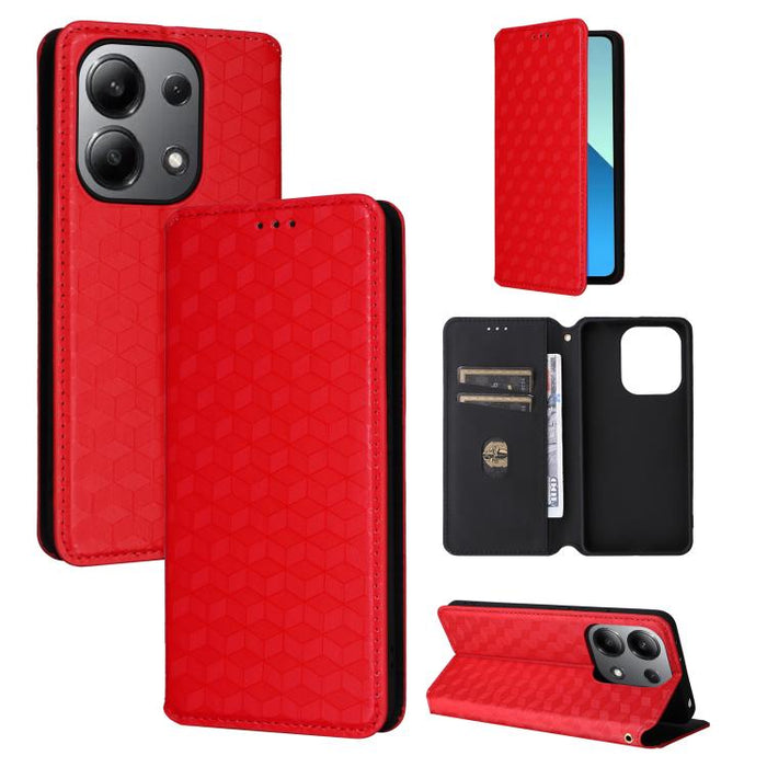 Funda de cuero plegable con textura de cuadrícula cúbica para teléfono, For Redmi Note 13 Pro 5G, For Redmi K70 / K70 Pro, For Redmi 12 4G, For Redmi Note 12S 4G Global, For Redmi Note 12 4G Global, For Redmi Note 12 Turbo 5G                           ...