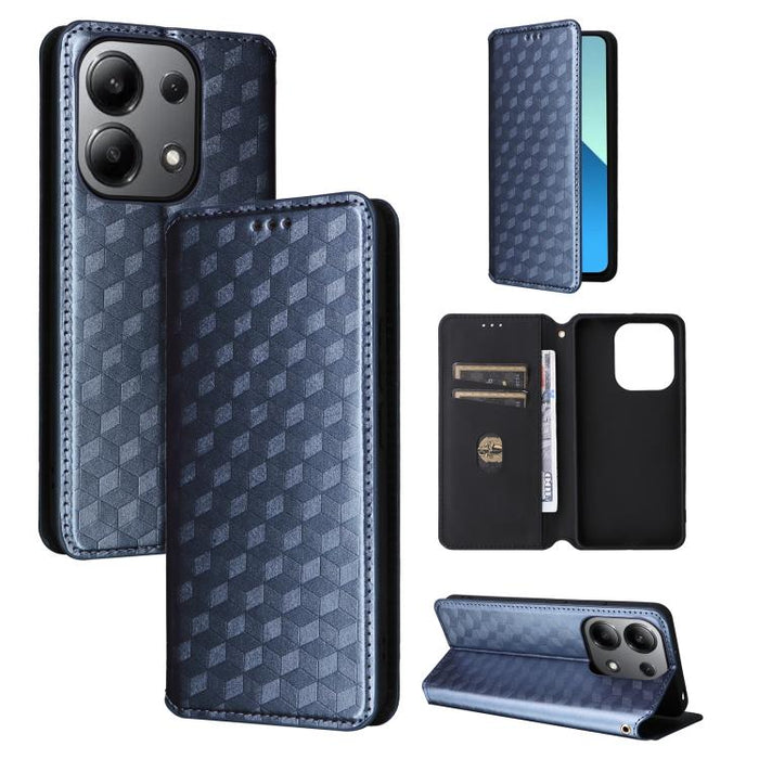 Funda de cuero plegable con textura de cuadrícula cúbica para teléfono, For Redmi Note 13 Pro 5G, For Redmi K70 / K70 Pro, For Redmi 12 4G, For Redmi Note 12S 4G Global, For Redmi Note 12 4G Global, For Redmi Note 12 Turbo 5G                           ...