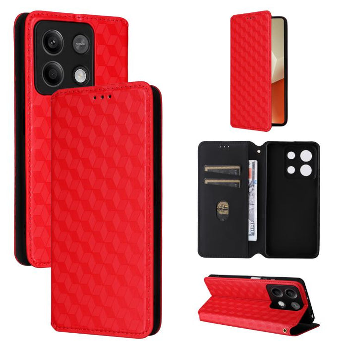 Funda de cuero plegable con textura de cuadrícula cúbica para teléfono, For Redmi Note 13 Pro 5G, For Redmi K70 / K70 Pro, For Redmi 12 4G, For Redmi Note 12S 4G Global, For Redmi Note 12 4G Global, For Redmi Note 12 Turbo 5G                           ...