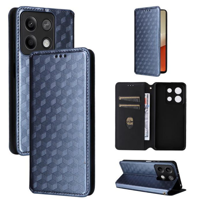 Funda de cuero plegable con textura de cuadrícula cúbica para teléfono, For Redmi Note 13 Pro 5G, For Redmi K70 / K70 Pro, For Redmi 12 4G, For Redmi Note 12S 4G Global, For Redmi Note 12 4G Global, For Redmi Note 12 Turbo 5G                           ...