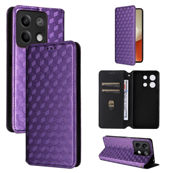 Funda de cuero plegable con textura de cuadrícula cúbica para teléfono, For Redmi Note 13 Pro 5G, For Redmi K70 / K70 Pro, For Redmi 12 4G, For Redmi Note 12S 4G Global, For Redmi Note 12 4G Global, For Redmi Note 12 Turbo 5G                           ...