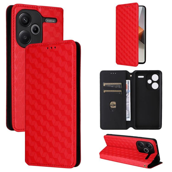 Funda de cuero plegable con textura de cuadrícula cúbica para teléfono, For Redmi Note 13 Pro 5G, For Redmi K70 / K70 Pro, For Redmi 12 4G, For Redmi Note 12S 4G Global, For Redmi Note 12 4G Global, For Redmi Note 12 Turbo 5G                           ...