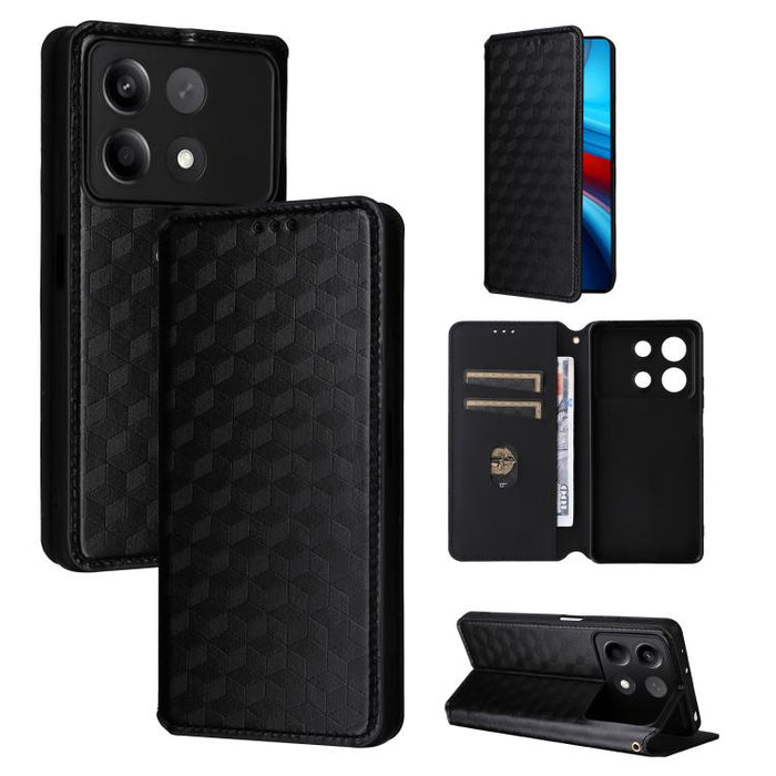 Funda de cuero plegable con textura de cuadrícula cúbica para teléfono, For Redmi Note 13 Pro 5G, For Redmi K70 / K70 Pro, For Redmi 12 4G, For Redmi Note 12S 4G Global, For Redmi Note 12 4G Global, For Redmi Note 12 Turbo 5G                           ...