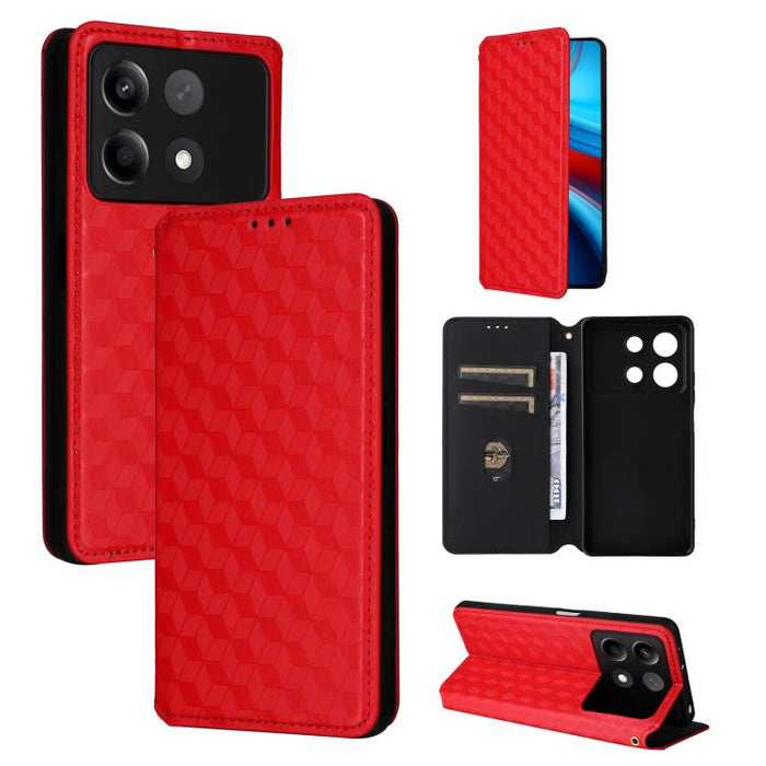Funda de cuero plegable con textura de cuadrícula cúbica para teléfono, For Redmi Note 13 Pro 5G, For Redmi K70 / K70 Pro, For Redmi 12 4G, For Redmi Note 12S 4G Global, For Redmi Note 12 4G Global, For Redmi Note 12 Turbo 5G                           ...