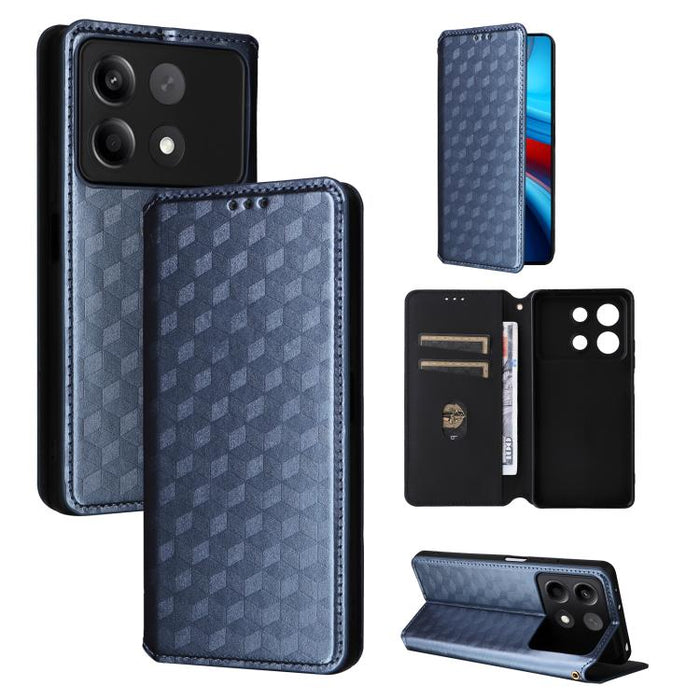 Funda de cuero plegable con textura de cuadrícula cúbica para teléfono, For Redmi Note 13 Pro 5G, For Redmi K70 / K70 Pro, For Redmi 12 4G, For Redmi Note 12S 4G Global, For Redmi Note 12 4G Global, For Redmi Note 12 Turbo 5G                           ...