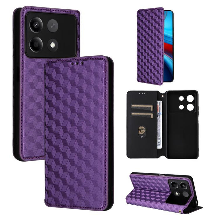Funda de cuero plegable con textura de cuadrícula cúbica para teléfono, For Redmi Note 13 Pro 5G, For Redmi K70 / K70 Pro, For Redmi 12 4G, For Redmi Note 12S 4G Global, For Redmi Note 12 4G Global, For Redmi Note 12 Turbo 5G                           ...