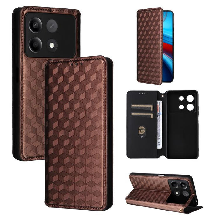 Funda de cuero plegable con textura de cuadrícula cúbica para teléfono, For Redmi Note 13 Pro 5G, For Redmi K70 / K70 Pro, For Redmi 12 4G, For Redmi Note 12S 4G Global, For Redmi Note 12 4G Global, For Redmi Note 12 Turbo 5G                           ...