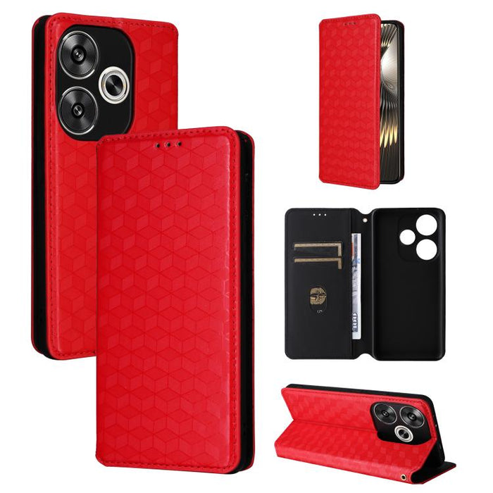 Funda de cuero plegable con textura de cuadrícula cúbica para teléfono, For Redmi K80 / K80 Pro, For Redmi Note 14 Pro 4G Global, For Redmi Note 14 4G 163.25mm, For Redmi Note 14 Pro+ 5G, For Redmi 14C 4G, For Redmi K70 Ultra                           ...