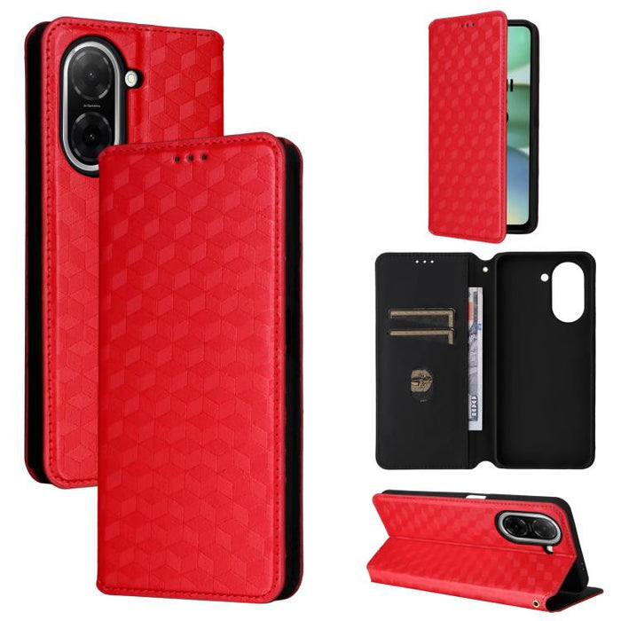 Funda de cuero plegable con textura de cuadrícula cúbica para teléfono, For Redmi K80 / K80 Pro, For Redmi Note 14 Pro 4G Global, For Redmi Note 14 4G 163.25mm, For Redmi Note 14 Pro+ 5G, For Redmi 14C 4G, For Redmi K70 Ultra                           ...