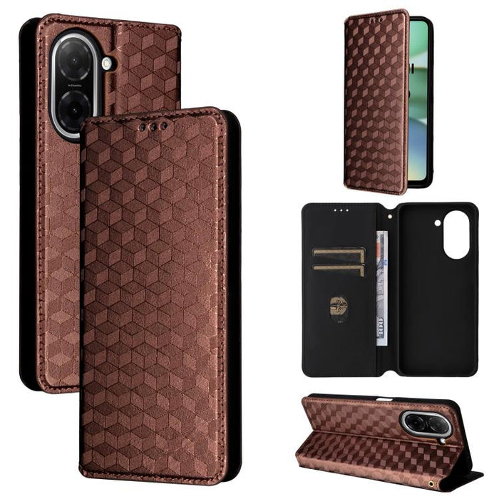 Funda de cuero plegable con textura de cuadrícula cúbica para teléfono, For Redmi K80 / K80 Pro, For Redmi Note 14 Pro 4G Global, For Redmi Note 14 4G 163.25mm, For Redmi Note 14 Pro+ 5G, For Redmi 14C 4G, For Redmi K70 Ultra                           ...