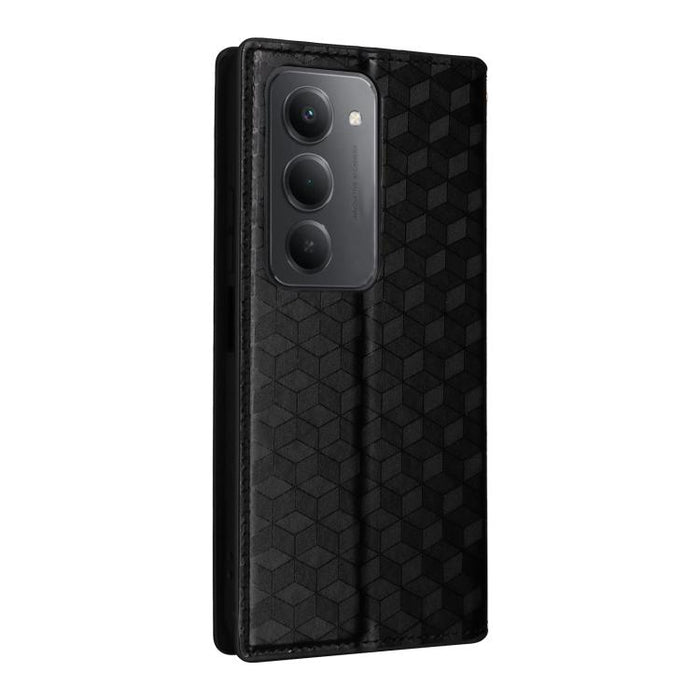 Funda de cuero plegable con textura de cuadrícula cúbica para teléfono, For Redmi K80 / K80 Pro, For Redmi Note 14 Pro 4G Global, For Redmi Note 14 4G 163.25mm, For Redmi Note 14 Pro+ 5G, For Redmi 14C 4G, For Redmi K70 Ultra                           ...