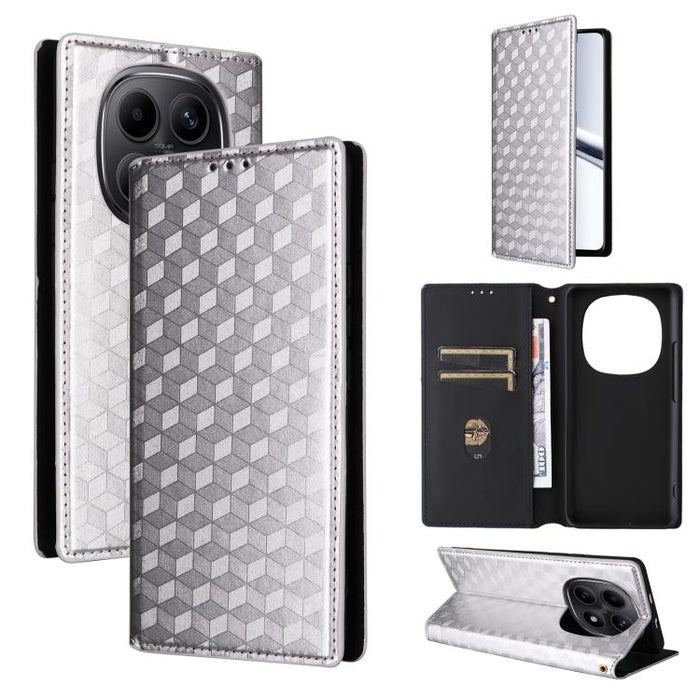 Funda de cuero plegable con textura de cuadrícula cúbica para teléfono, For Redmi A7 Pro 171mm / Poco C85x 5G, For Redmi 15a 5G, For Redmi Turbo 5 Max / Poco X8 Pro Max, For Redmi Turbo 5 5G / Poco X8 Pro 5G                                             ...