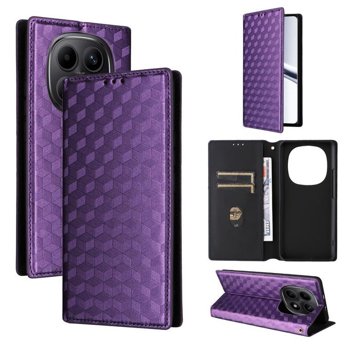 Funda de cuero plegable con textura de cuadrícula cúbica para teléfono, For Redmi A7 Pro 171mm / Poco C85x 5G, For Redmi 15a 5G, For Redmi Turbo 5 Max / Poco X8 Pro Max, For Redmi Turbo 5 5G / Poco X8 Pro 5G                                             ...