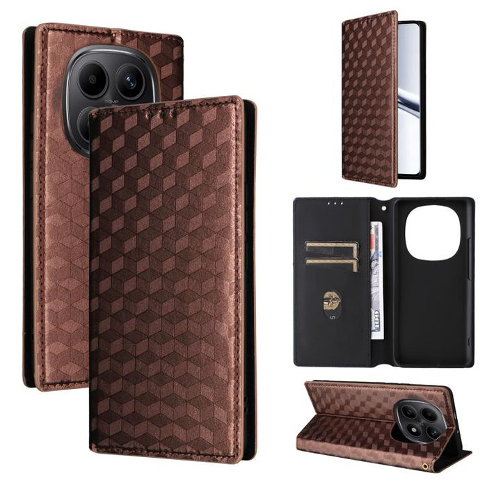 Funda de cuero plegable con textura de cuadrícula cúbica para teléfono, For Redmi A7 Pro 171mm / Poco C85x 5G, For Redmi 15a 5G, For Redmi Turbo 5 Max / Poco X8 Pro Max, For Redmi Turbo 5 5G / Poco X8 Pro 5G                                             ...