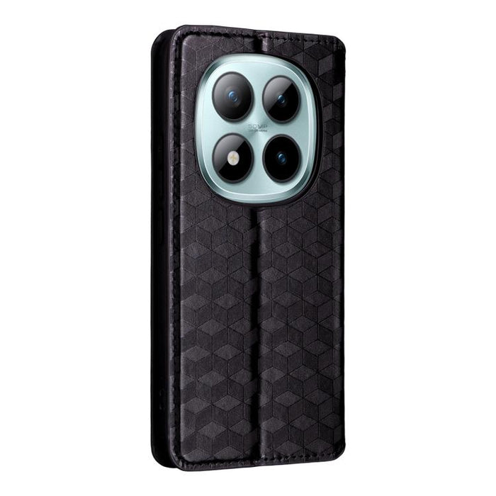 Funda de cuero plegable con textura de cuadrícula cúbica para teléfono, For Redmi K80 / K80 Pro, For Redmi Note 14 Pro 4G Global, For Redmi Note 14 4G 163.25mm, For Redmi Note 14 Pro+ 5G, For Redmi 14C 4G, For Redmi K70 Ultra                           ...