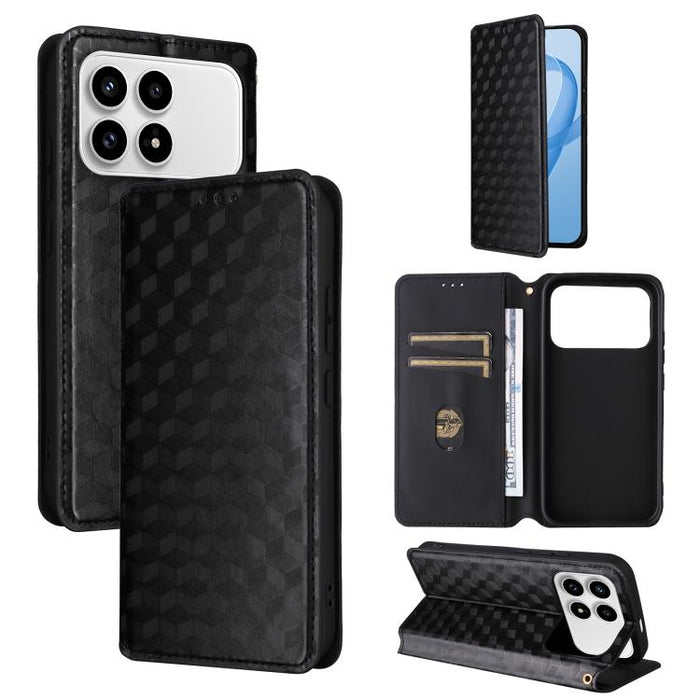 Funda de cuero plegable con textura de cuadrícula cúbica para teléfono, For Redmi A7 Pro 171mm / Poco C85x 5G, For Redmi 15a 5G, For Redmi Turbo 5 Max / Poco X8 Pro Max, For Redmi Turbo 5 5G / Poco X8 Pro 5G                                             ...