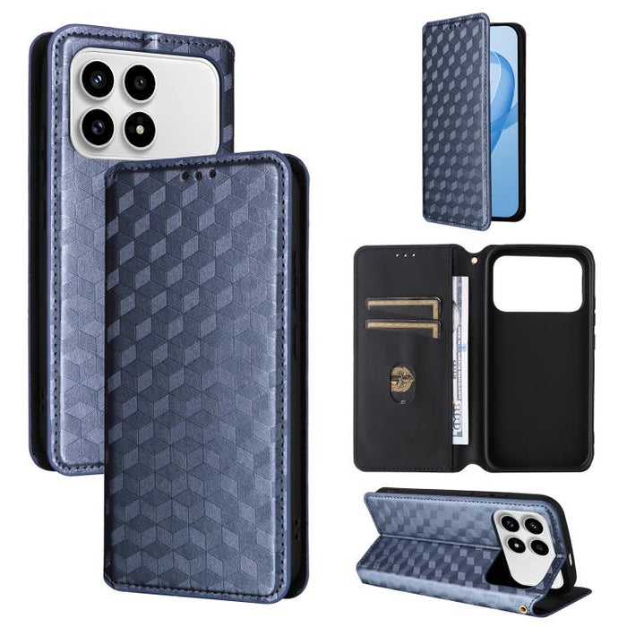 Funda de cuero plegable con textura de cuadrícula cúbica para teléfono, For Redmi A7 Pro 171mm / Poco C85x 5G, For Redmi 15a 5G, For Redmi Turbo 5 Max / Poco X8 Pro Max, For Redmi Turbo 5 5G / Poco X8 Pro 5G                                             ...