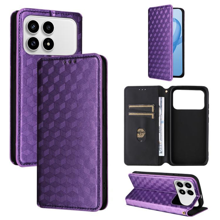 Funda de cuero plegable con textura de cuadrícula cúbica para teléfono, For Redmi A7 Pro 171mm / Poco C85x 5G, For Redmi 15a 5G, For Redmi Turbo 5 Max / Poco X8 Pro Max, For Redmi Turbo 5 5G / Poco X8 Pro 5G                                             ...