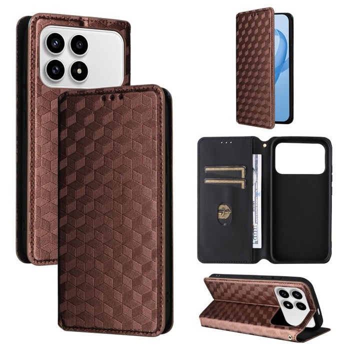 Funda de cuero plegable con textura de cuadrícula cúbica para teléfono, For Redmi A7 Pro 171mm / Poco C85x 5G, For Redmi 15a 5G, For Redmi Turbo 5 Max / Poco X8 Pro Max, For Redmi Turbo 5 5G / Poco X8 Pro 5G                                             ...