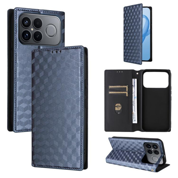 Funda de cuero plegable con textura de cuadrícula cúbica para teléfono, For Redmi A7 Pro 171mm / Poco C85x 5G, For Redmi 15a 5G, For Redmi Turbo 5 Max / Poco X8 Pro Max, For Redmi Turbo 5 5G / Poco X8 Pro 5G                                             ...