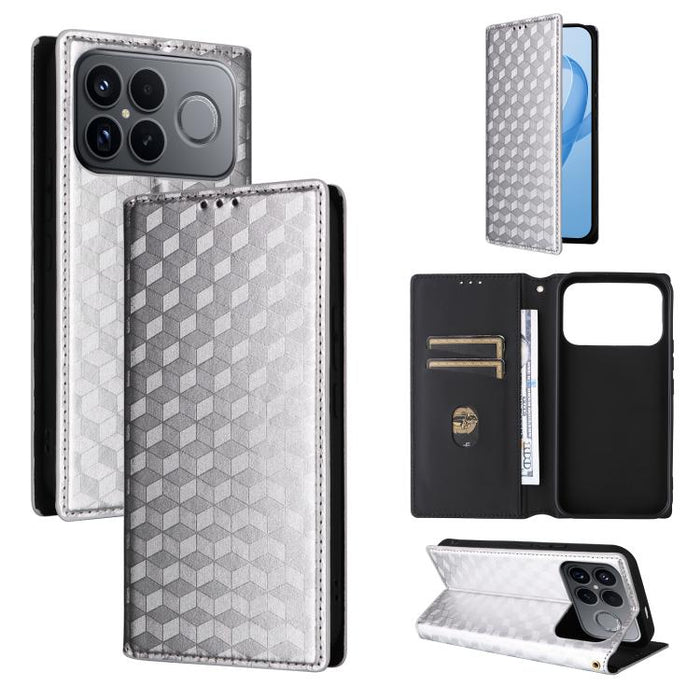Funda de cuero plegable con textura de cuadrícula cúbica para teléfono, For Redmi A7 Pro 171mm / Poco C85x 5G, For Redmi 15a 5G, For Redmi Turbo 5 Max / Poco X8 Pro Max, For Redmi Turbo 5 5G / Poco X8 Pro 5G                                             ...
