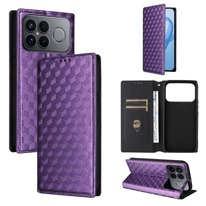 Funda de cuero plegable con textura de cuadrícula cúbica para teléfono, For Redmi A7 Pro 171mm / Poco C85x 5G, For Redmi 15a 5G, For Redmi Turbo 5 Max / Poco X8 Pro Max, For Redmi Turbo 5 5G / Poco X8 Pro 5G                                             ...