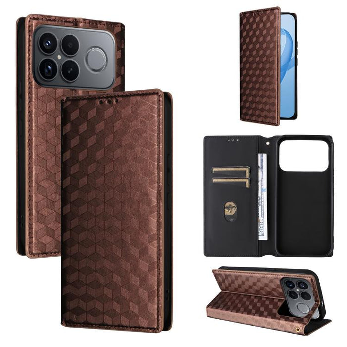 Funda de cuero plegable con textura de cuadrícula cúbica para teléfono, For Redmi A7 Pro 171mm / Poco C85x 5G, For Redmi 15a 5G, For Redmi Turbo 5 Max / Poco X8 Pro Max, For Redmi Turbo 5 5G / Poco X8 Pro 5G                                             ...