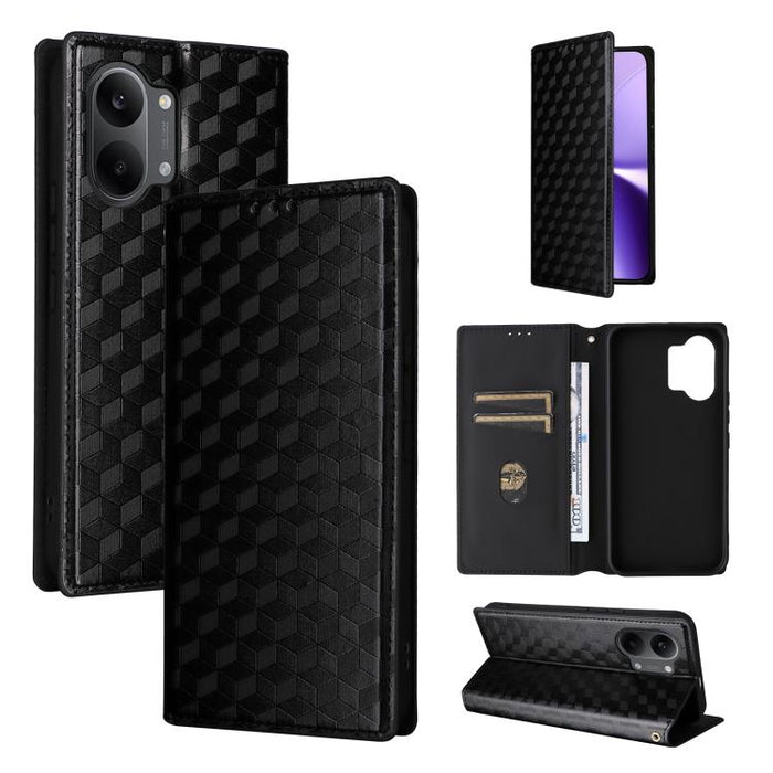 Funda de cuero plegable con textura de cuadrícula cúbica para teléfono, For Redmi A7 Pro 171mm / Poco C85x 5G, For Redmi 15a 5G, For Redmi Turbo 5 Max / Poco X8 Pro Max, For Redmi Turbo 5 5G / Poco X8 Pro 5G                                             ...